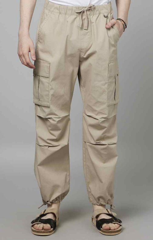 Celio* Cotton-Blend Straight Fit Beige Trouser - Main Image