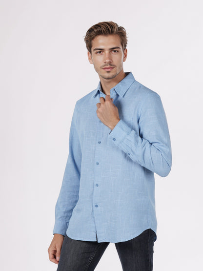 Celio* Men Blue Solid Regular Fit Cotton Shirts