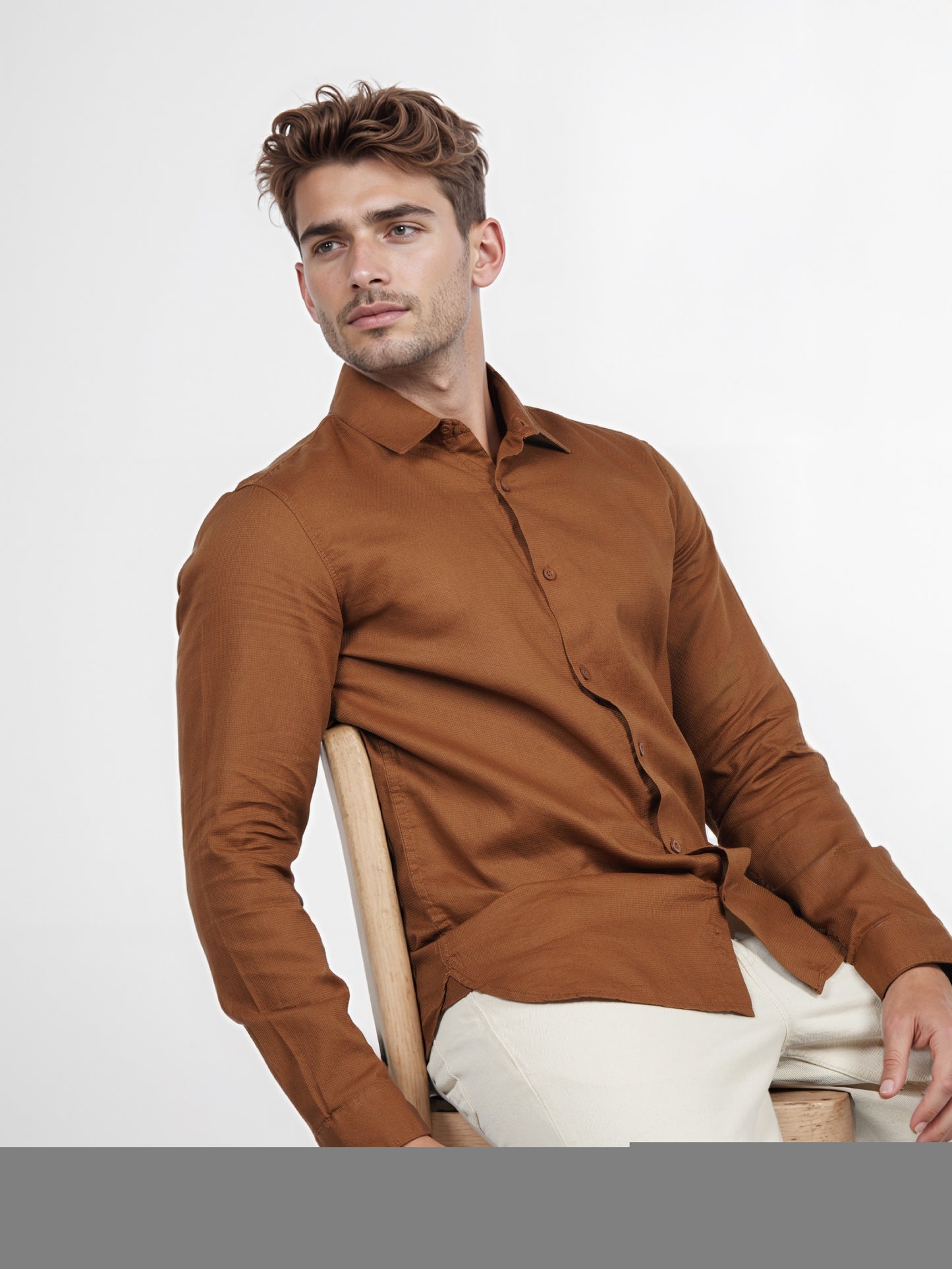 Celio* Men Brown Solid Regular Fit Cotton Shirt