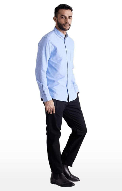 Celio* Solid Regular Fit Cotton Blue Formal Shirt