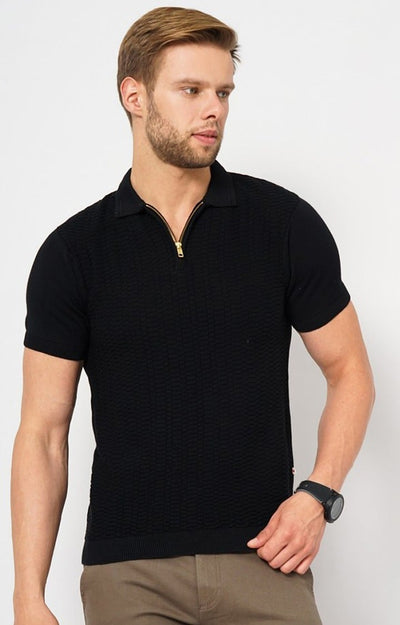 Celio* Solid Regular Fit Cotton Black T-Shirt