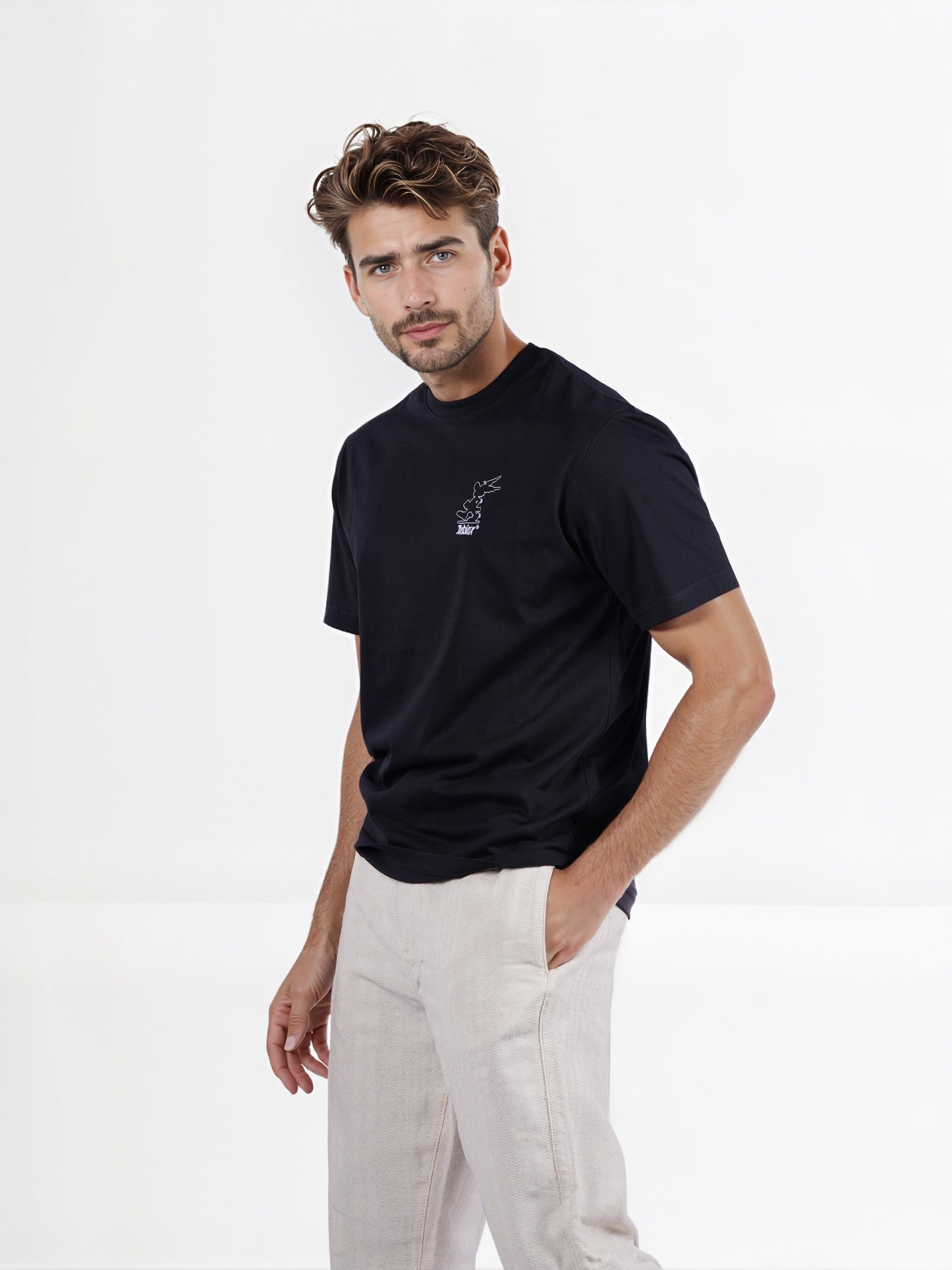 Celio* Men Black Solid Boxy Fit Cotton Tshirt