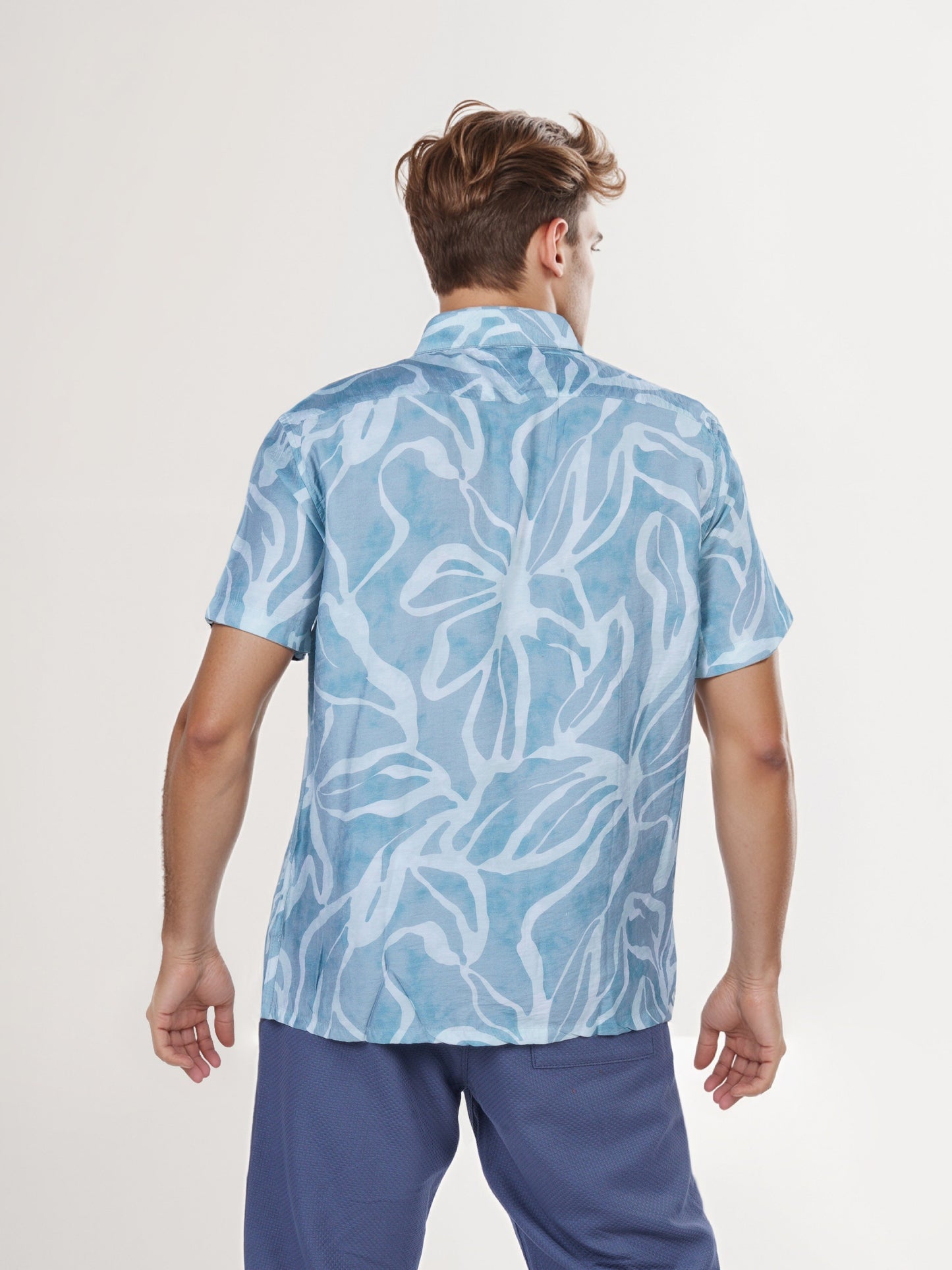 Celio* Men Green Printed Regular Fit Viscose Shirt