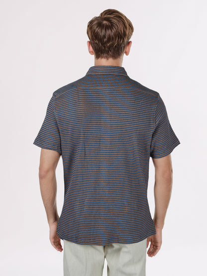 Celio* Men Blue Striped Regular Fit Cotton Shirts