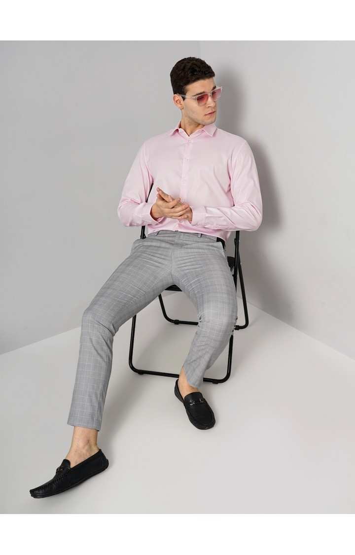 Celio* Solid Regular Fit Cotton Pink Formal Shirt