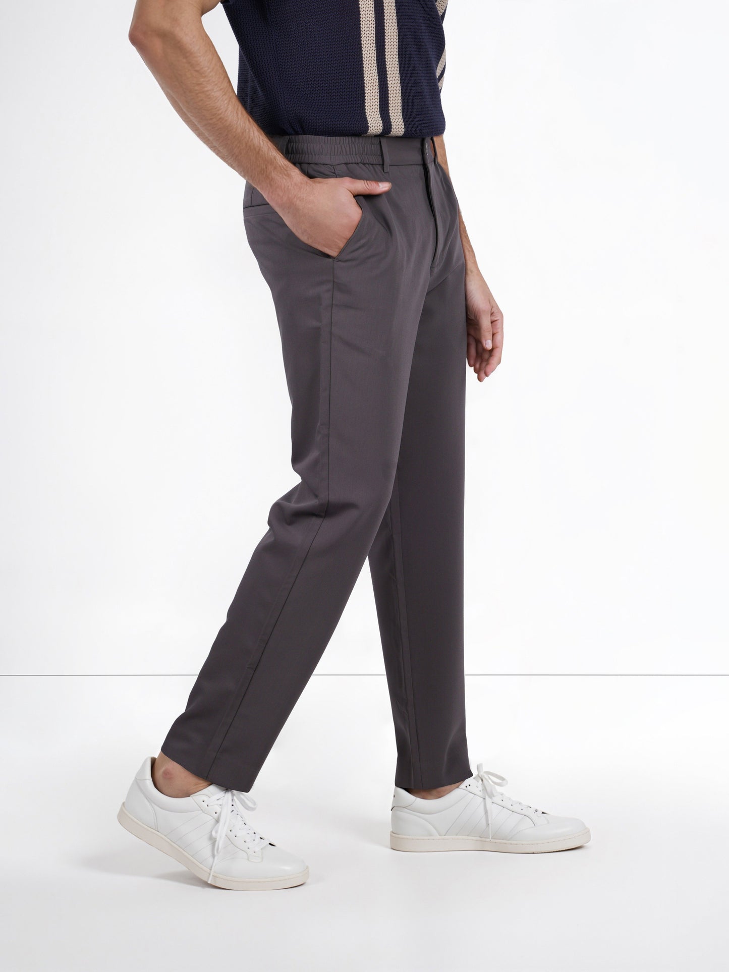 Celio* Rayon-Blend Regular Fit Grey Trousers