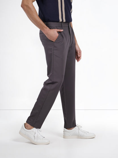 Celio* Rayon-Blend Regular Fit Grey Trousers