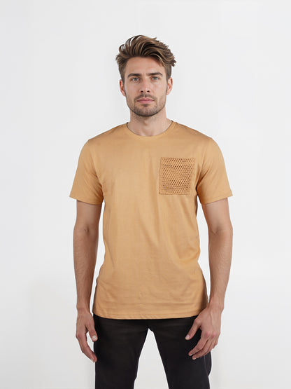 Celio* Solid Regular Fit Cotton Brown T-Shirt