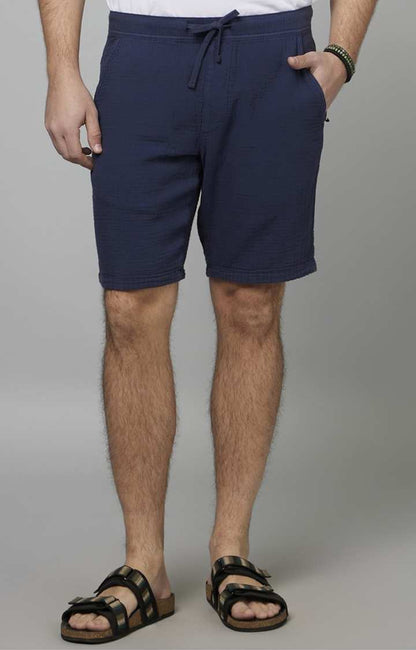 Navy Blue Regular Fit Shorts