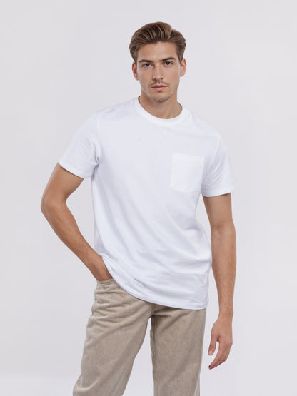 Celio* Men White Solid Regular Fit Cotton T-Shirt