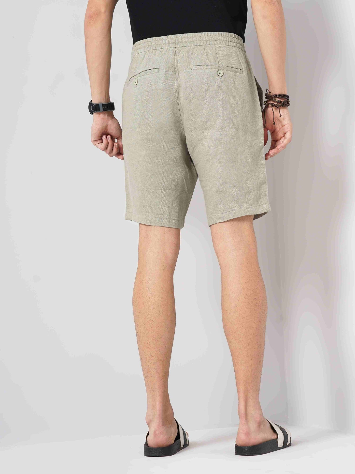 Celio* Linen Regular Fit Green Shorts
