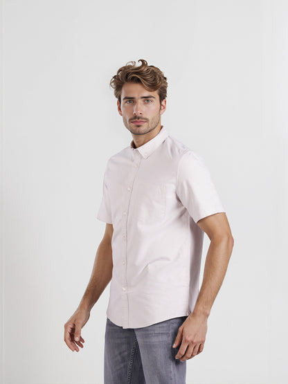 Celio* Men Beige Solid Regular Fit Cotton Casual Shirt