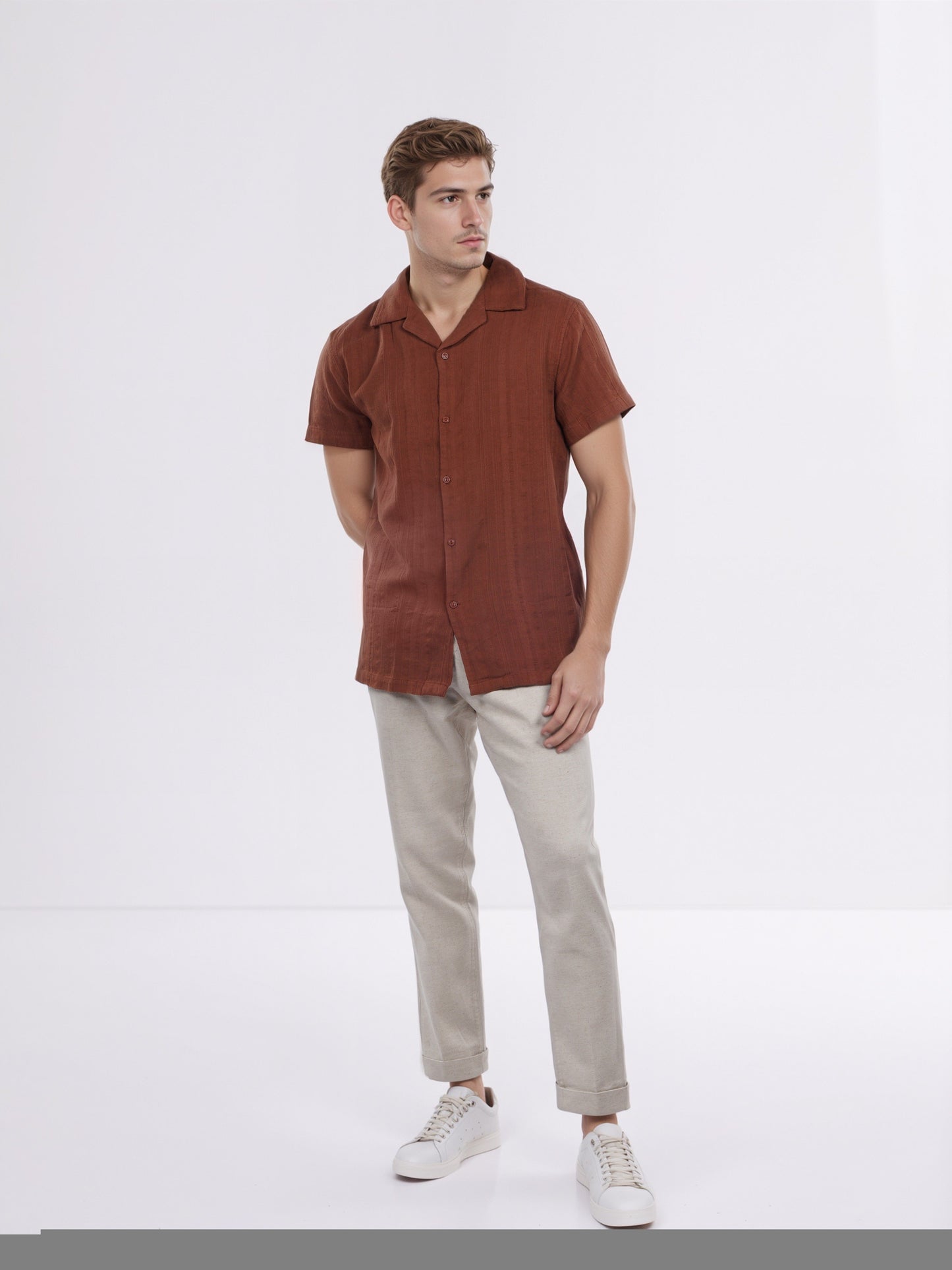 Celio* Men Brown Solid Regular Fit Cotton Shirt