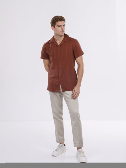 Celio* Men Brown Solid Regular Fit Cotton Shirt