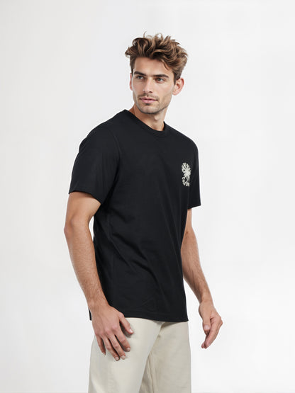 Celio* Men Black Printed Boxy Fit Cotton T-shirt