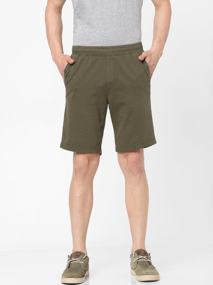 Celio* Men Green Solid Regular Fit Cotton Shorts