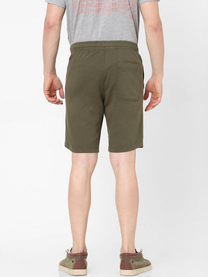 Celio* Men Green Solid Regular Fit Cotton Shorts
