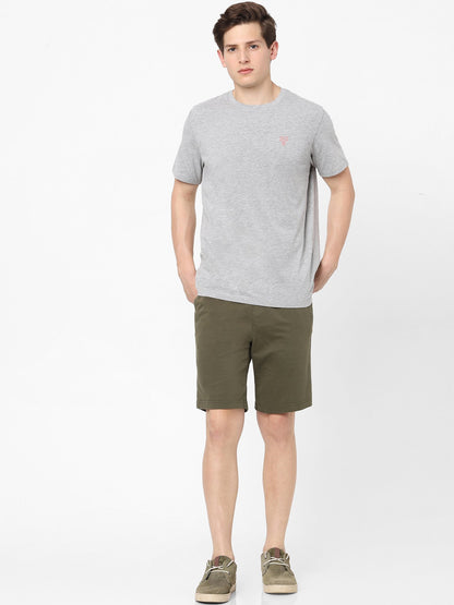Celio* Men Green Solid Regular Fit Cotton Shorts