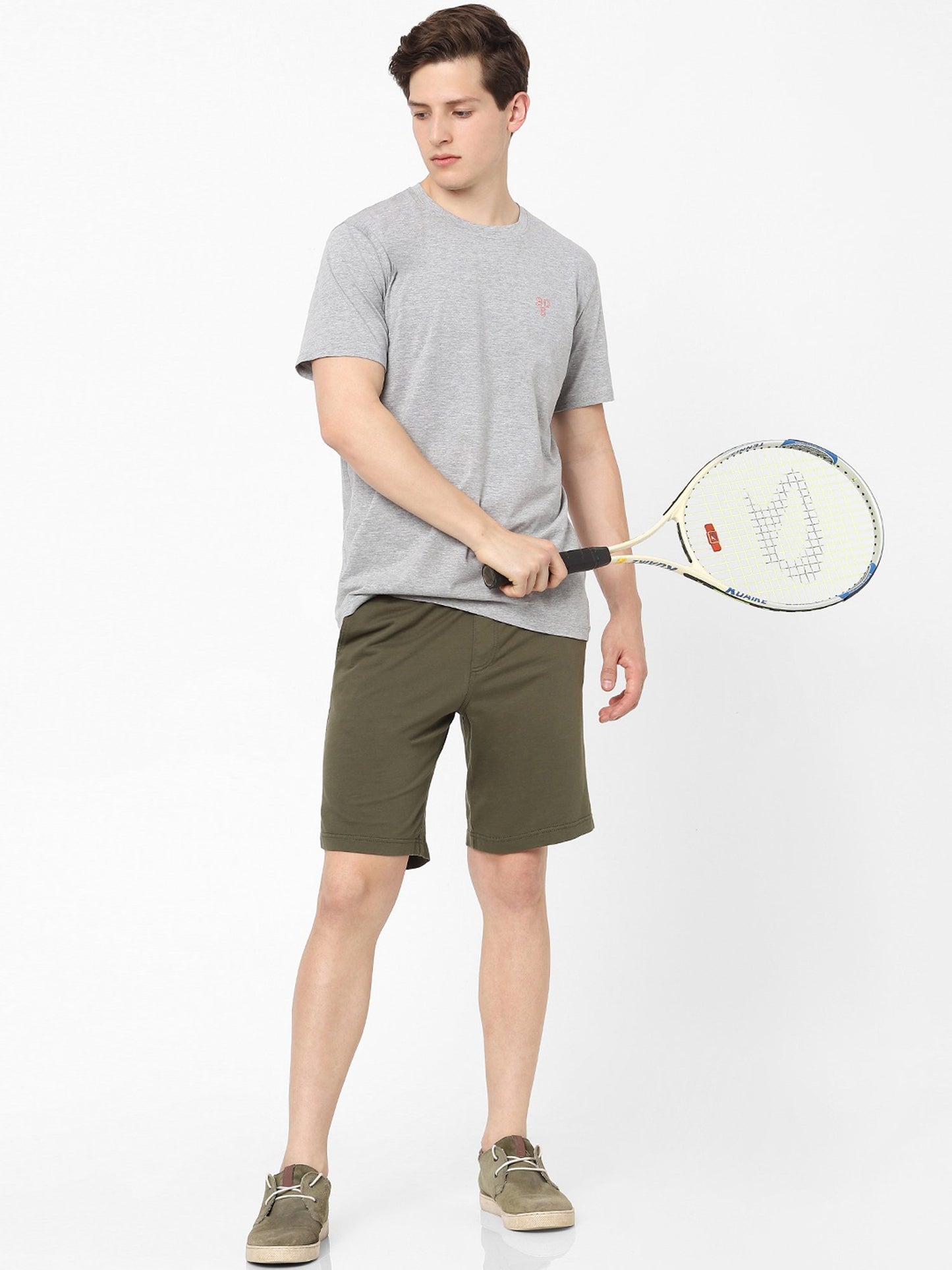 Celio* Men Green Solid Regular Fit Cotton Shorts