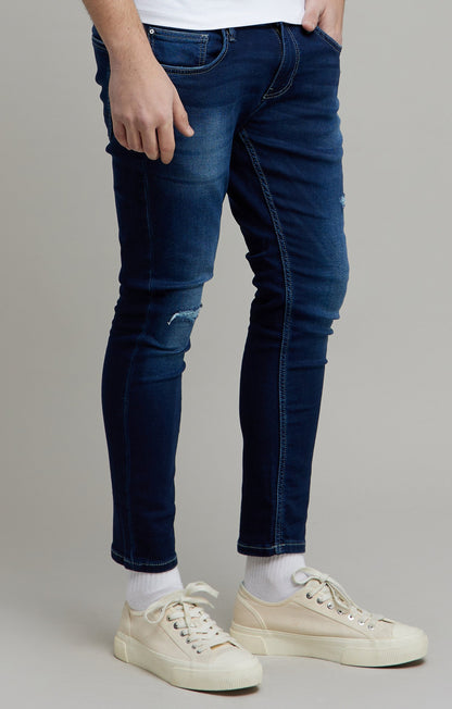 Celio* Men Navy Blue Solid Skinny Fit Cotton-Blend Jeans