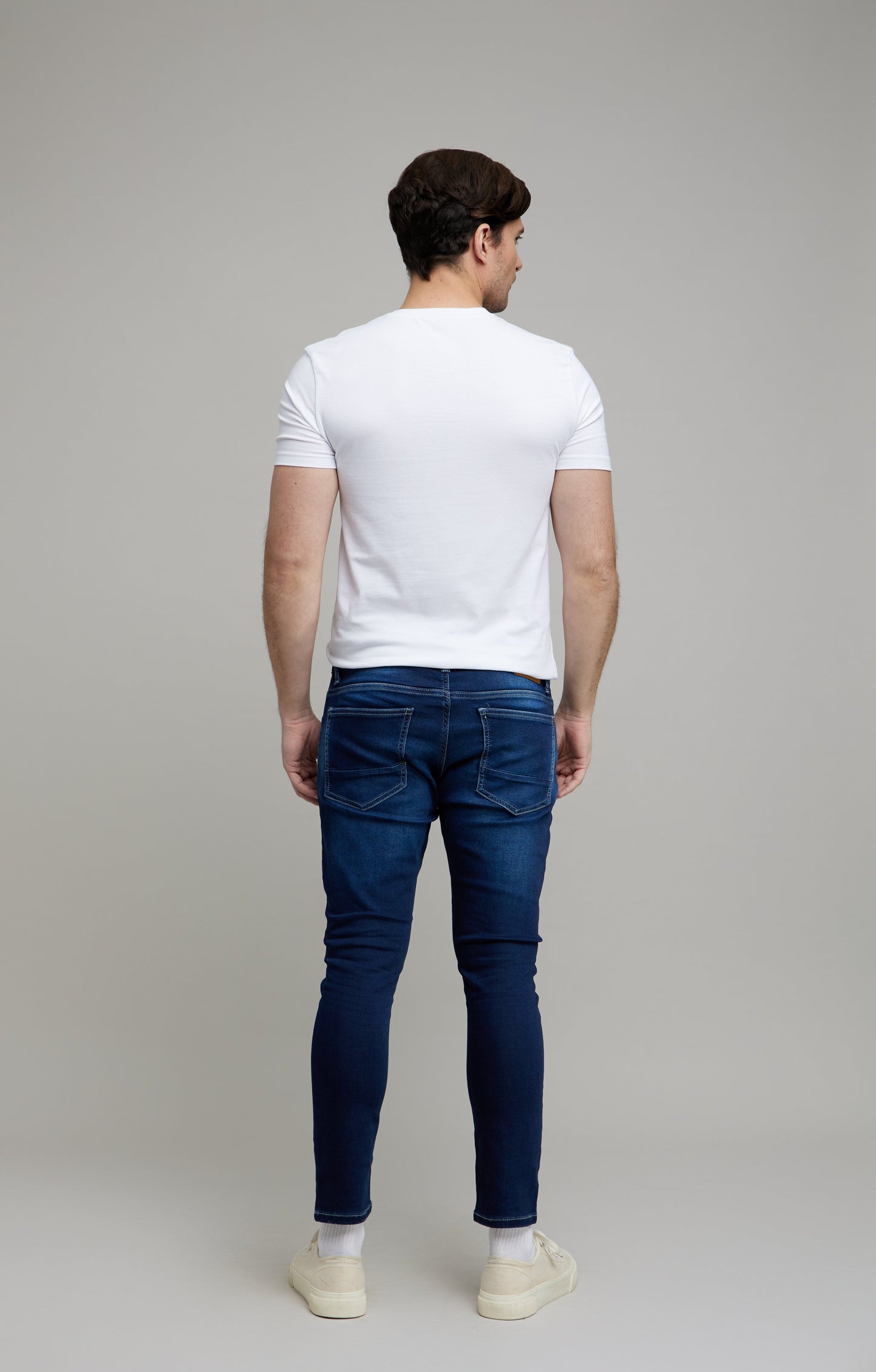 Celio* Men Navy Blue Solid Skinny Fit Cotton-Blend Jeans