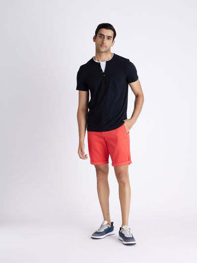 Celio Men Black Solid Regular Fit Cotton T-Shirts