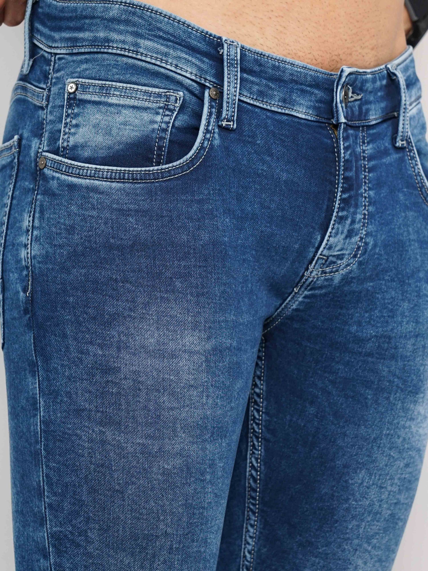 Celio* Men Blue Solid Skinny Fit Cotton Jeans