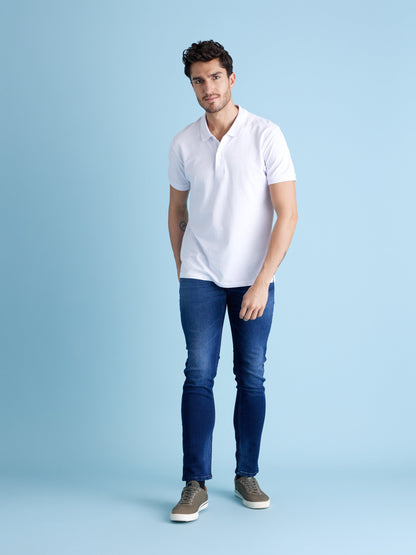 Celio* Men Blue Solid Slim Fit Cotton-Blend Jeans