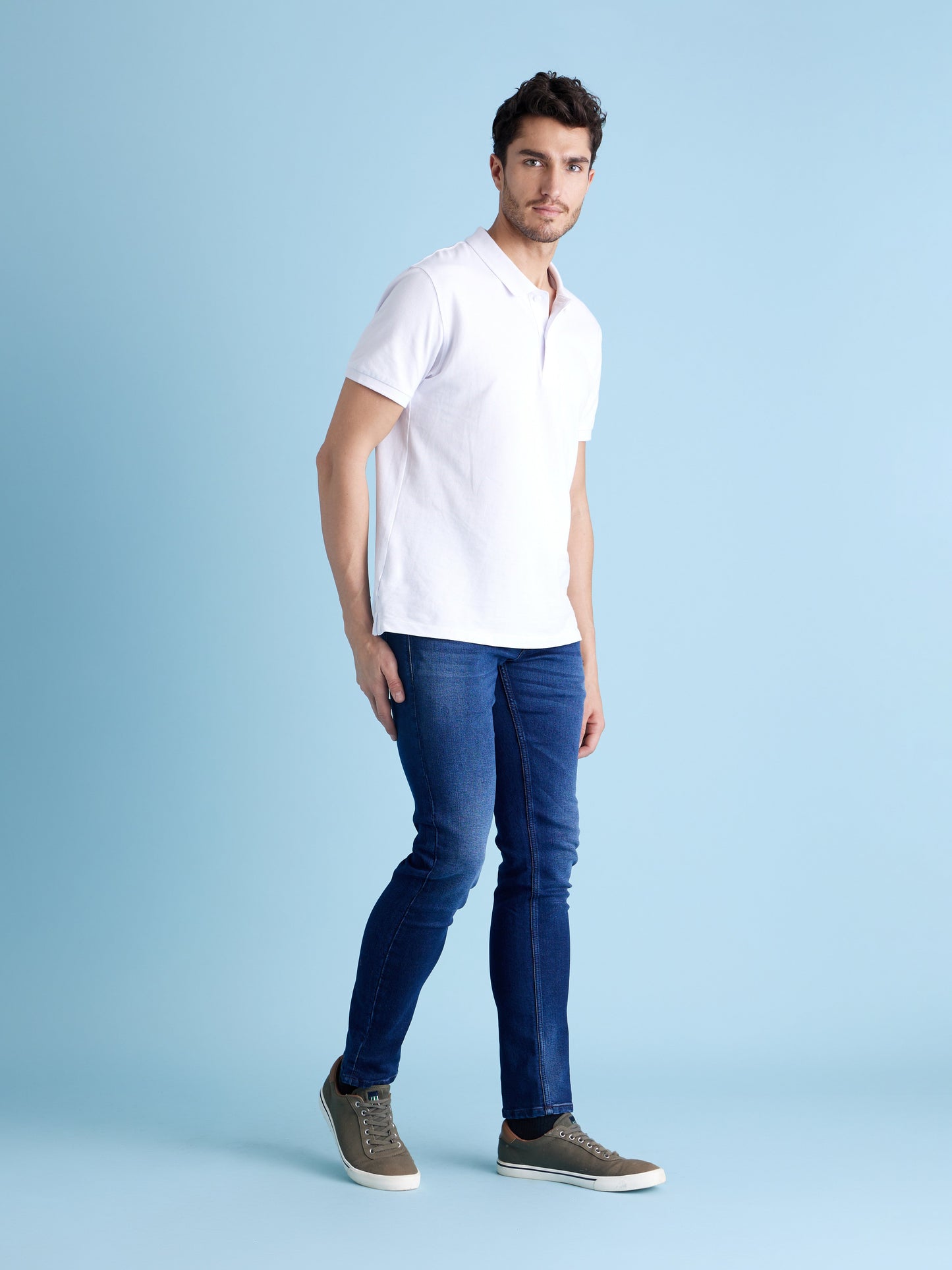 Celio* Men Blue Solid Slim Fit Cotton-Blend Jeans