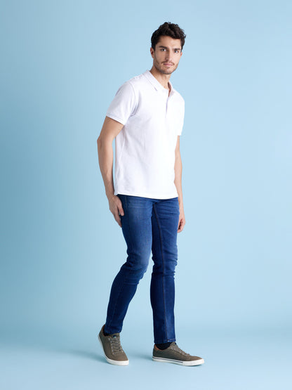 Celio* Men Blue Solid Slim Fit Cotton-Blend Jeans