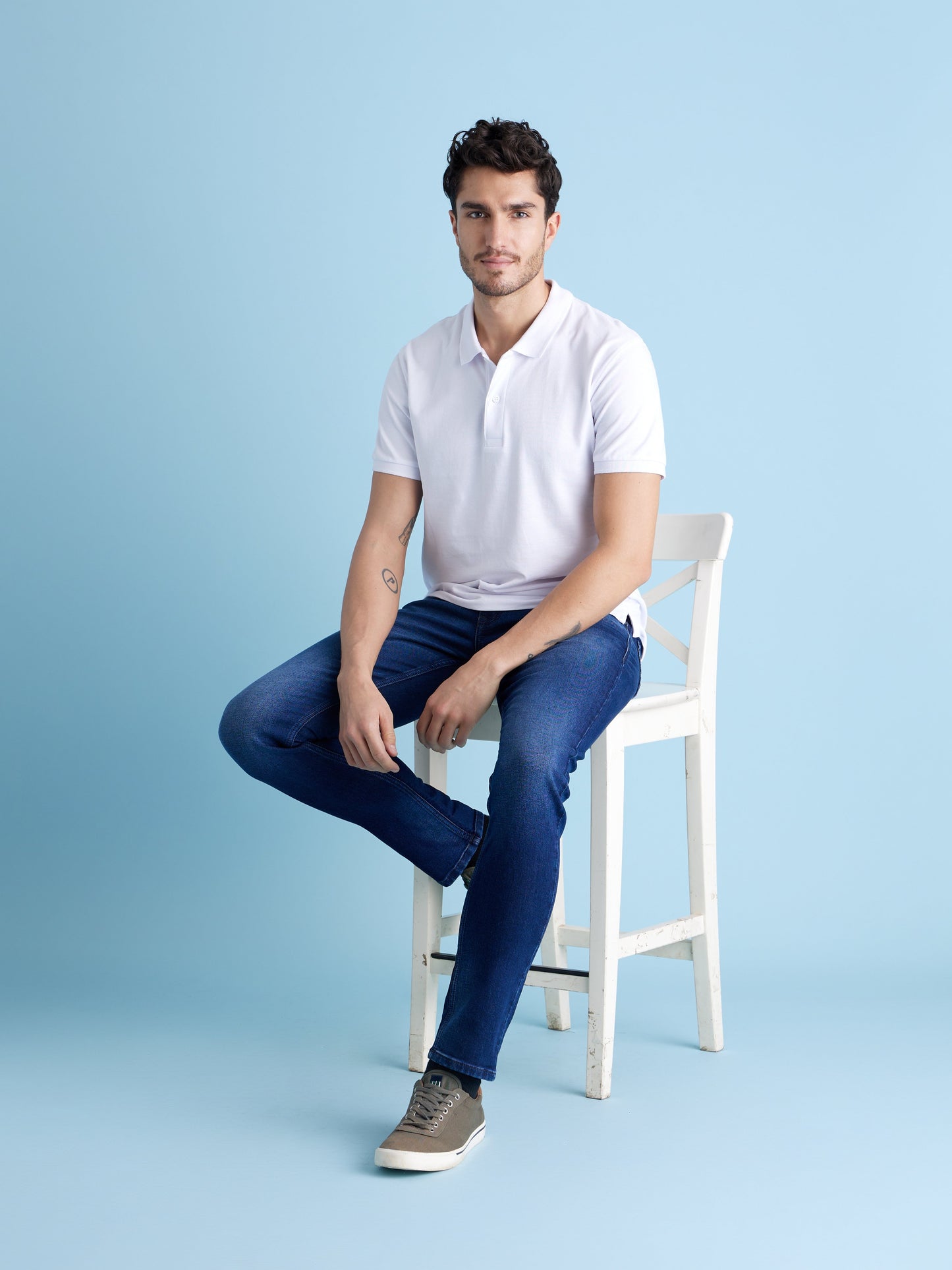 Celio* Men Blue Solid Slim Fit Cotton-Blend Jeans