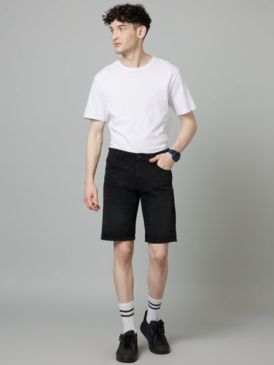 Celio* Men Black Solid Regular Fit Cotton Shorts
