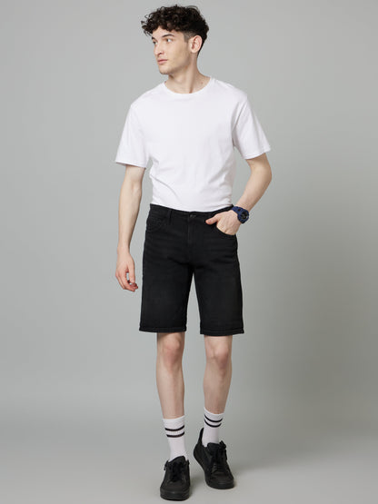 Celio* Men Black Solid Regular Fit Cotton Shorts
