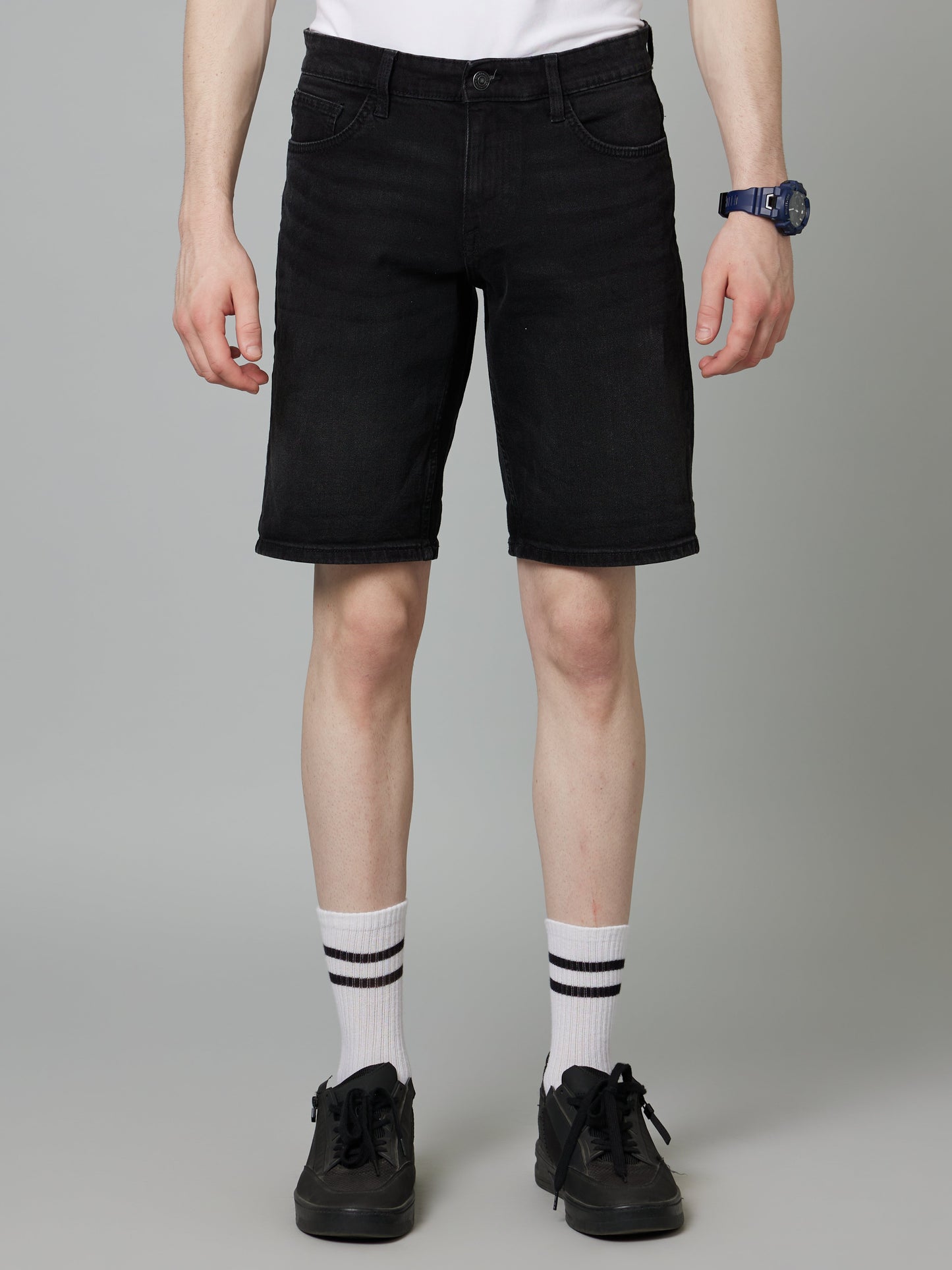 Celio* Men Black Solid Regular Fit Cotton Shorts