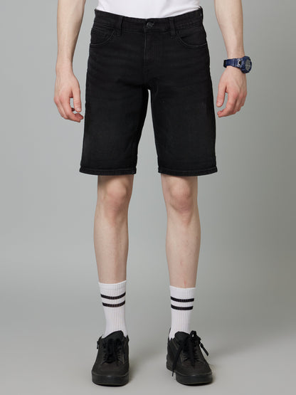 Celio* Men Black Solid Regular Fit Cotton Shorts