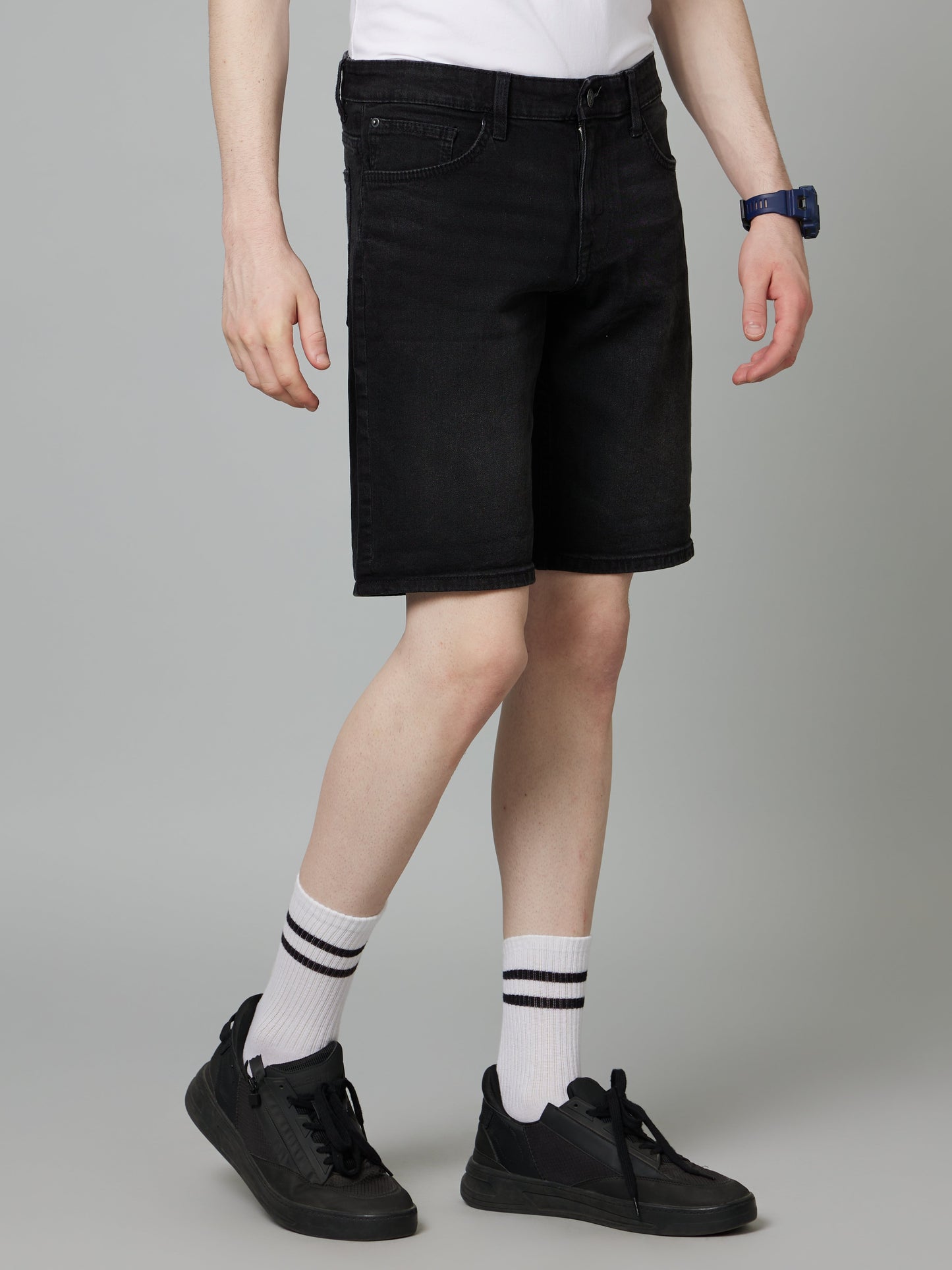 Celio* Men Black Solid Regular Fit Cotton Shorts