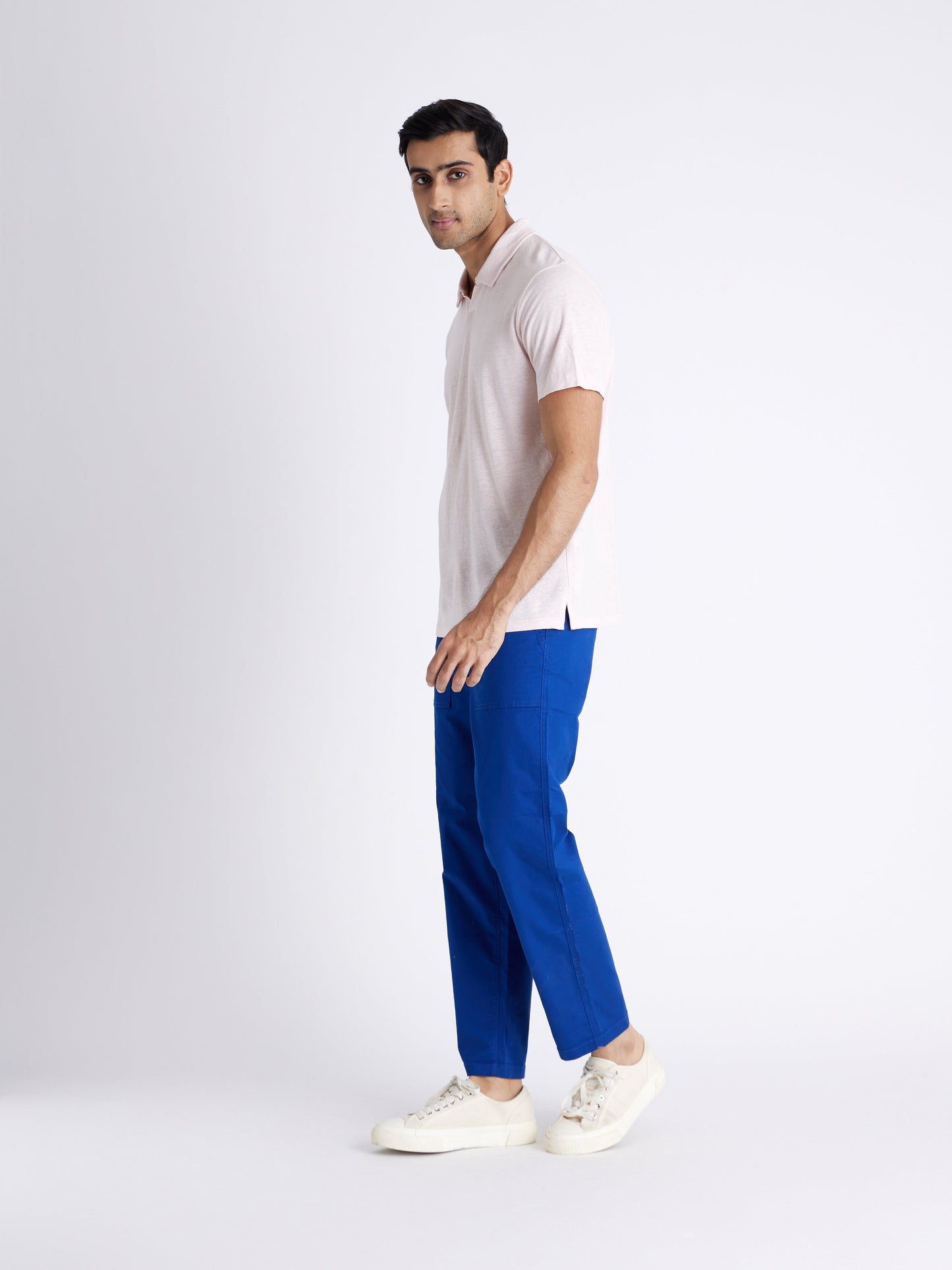 Celio* Men Blue Solid Slim Fit Cotton Trousers