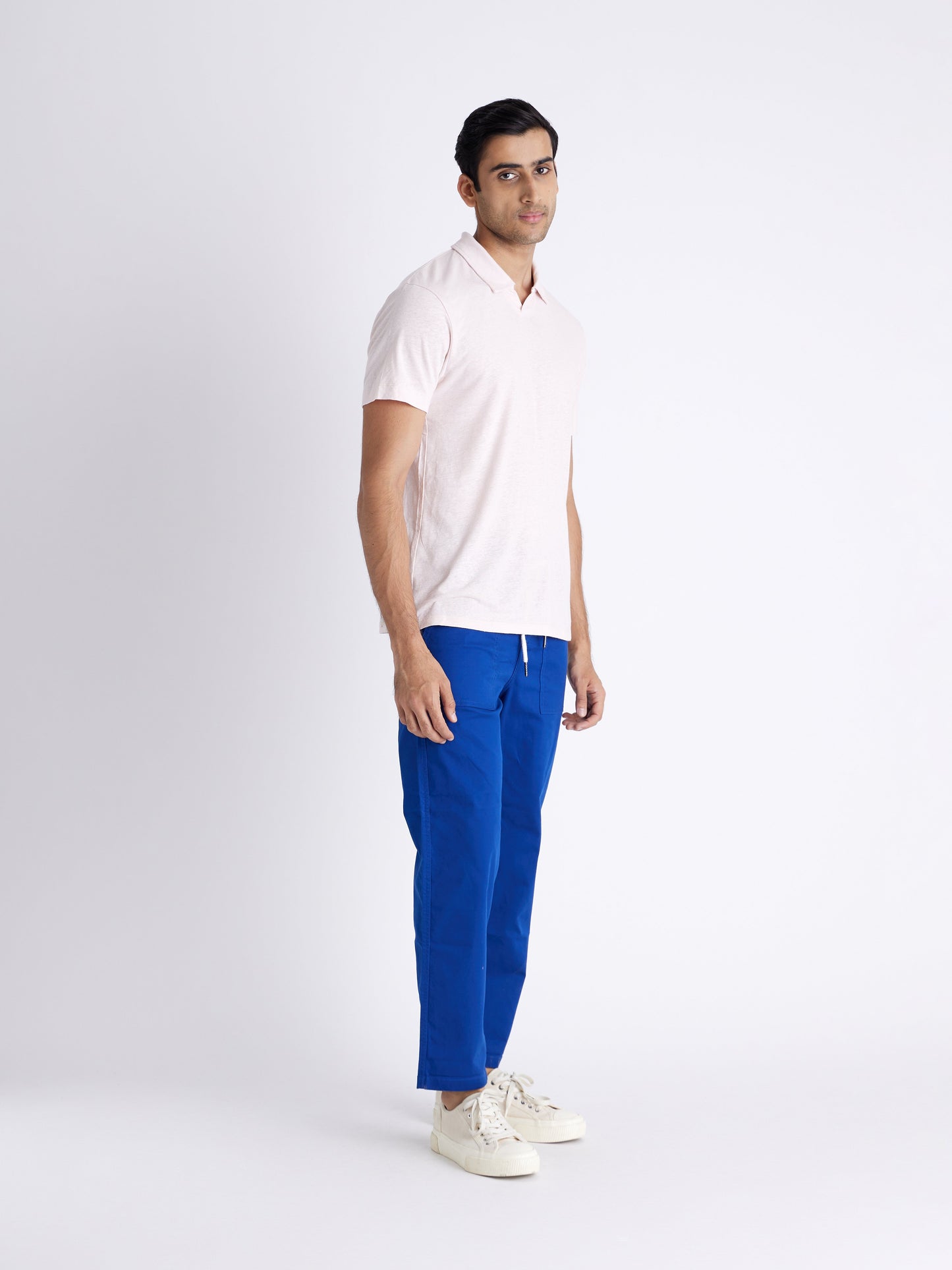Celio* Men Blue Solid Slim Fit Cotton Trousers