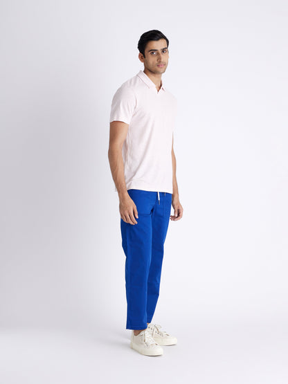 Celio* Men Blue Solid Slim Fit Cotton Trousers