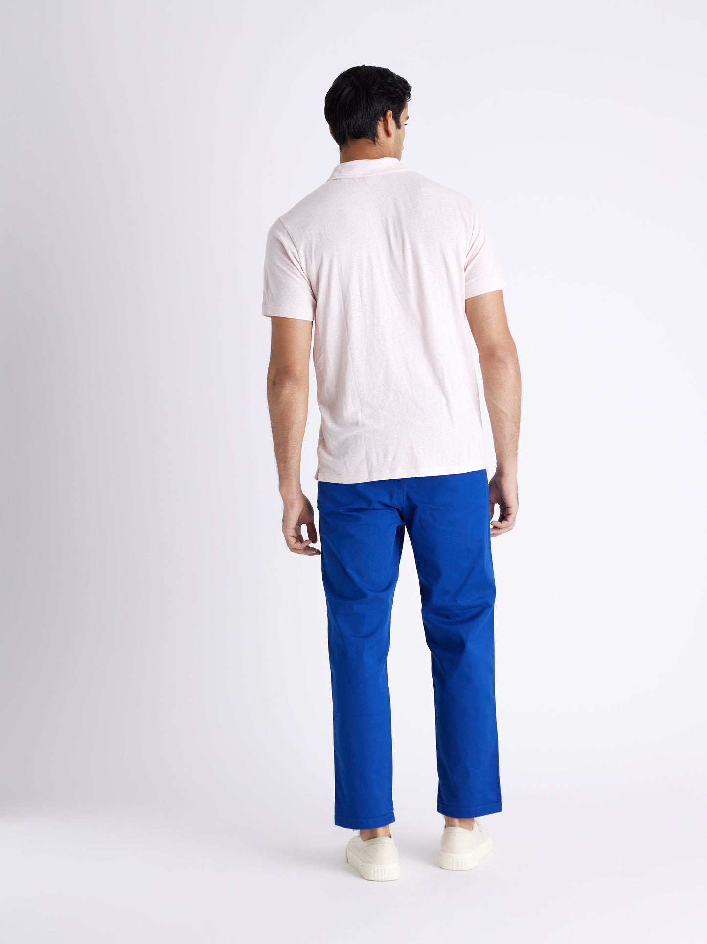 Celio* Men Blue Solid Slim Fit Cotton Trousers