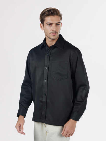 Celio* Men Black Solid Overshirt Polyester Shirts