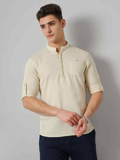 Celio* Solid Regular Fit Beige Men Cotton Shirts