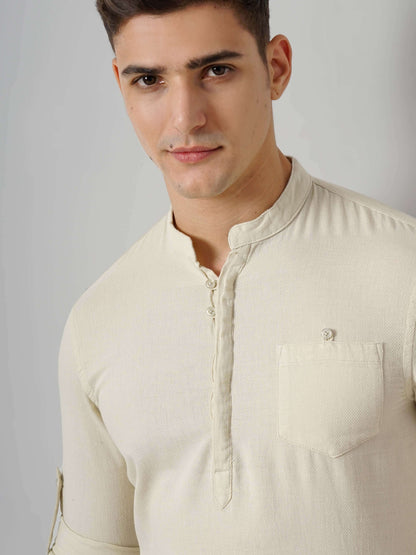 Celio* Solid Regular Fit Beige Men Cotton Shirts