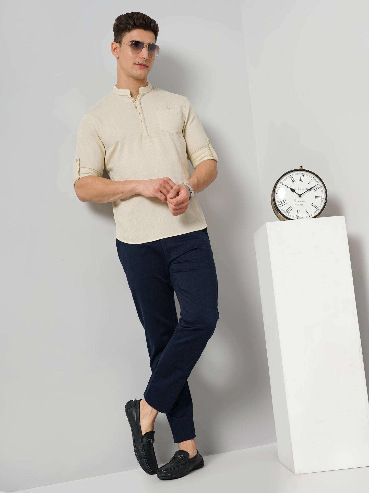 Celio* Solid Regular Fit Beige Men Cotton Shirts