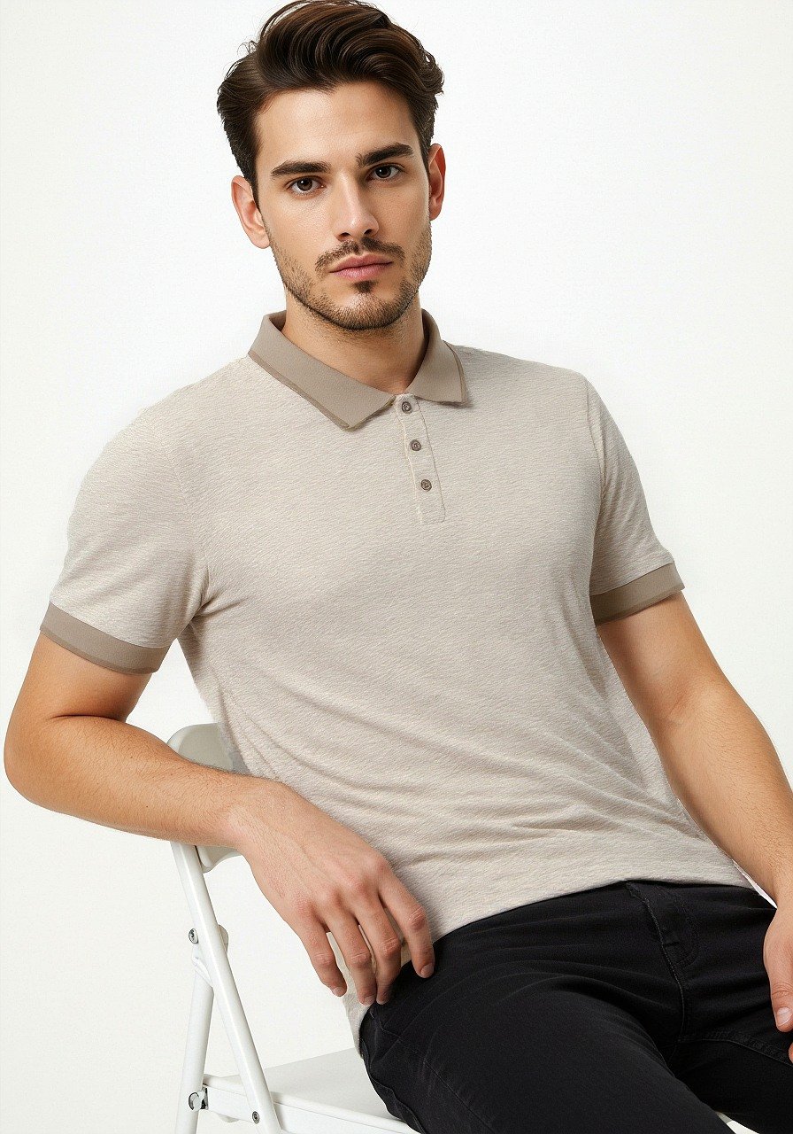 Celio* Men Beige Solid Regular Fit Cotton T-shirt