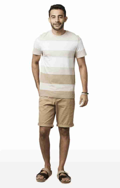 Beige Regular Fit Shorts