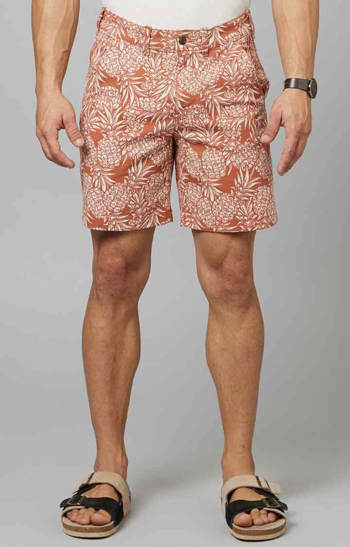 Orange Regular Fit Shorts