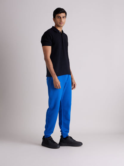 Celio* Men Blue Solid Jogger Fit Cotton Trousers
