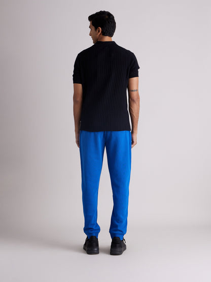 Celio* Men Blue Solid Jogger Fit Cotton Trousers