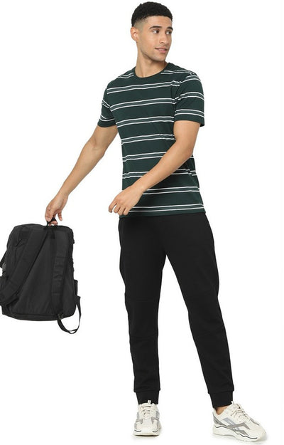 Celio* Solid Black Slim Fit Men Cotton Trousers